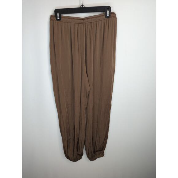 Zara Women's Greenish brown Jogger Pants Large High Waist Minimalist Casual NWOT - Picture 6 of 9